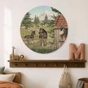 Houten Wanddecoratie Paardenwei in het Natuurpark - Oliver Robins - Rond