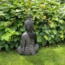 Statuette Bouddha Thai en pierre artificielle noir, argent - 29x18x45 cm