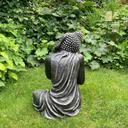 Schlafender Buddha aus Kunststein, schwarz | 34x31x40 cm