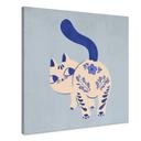 Tableau sur toile Chat en Porcelaine Bleu de Delft - Cantwell - Carré