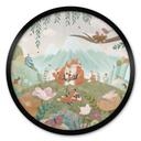 Poster Vossenfamilie op de Bloemenweide - Oliver Robins - Rond