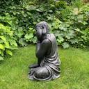Schlafender Buddha aus Kunststein, schwarz | 34x31x40 cm