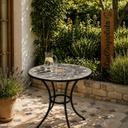 Table de jardin en mosaïque, 60 cm de diamètre robuste, intérieur et extérieur