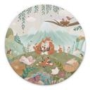 Wanddecoratie Vossenfamilie op de Bloemenweide - Oliver Robins - Alu-Dibond - Rond
