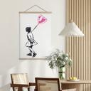 Stampa su tessuto Bambina Street Art con Palloncino a Cuore - Habib