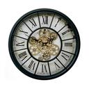 Vintage Metall Wanduhr mit bewegenden Zahnrädern r