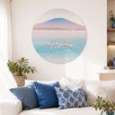 Wanddecoratie Pastelkleurig meer met flamingo's - Rivers - Alu-Dibond Rond