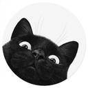 Wallsticker Rolig svart katt - Korenkova - Rund