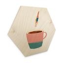 Hexagone Tableau sur bois Plongeon dans le café - Rivers