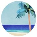 Muursticker Vakantiestrand met palmboom - Rivers - Rond