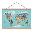 Textielposter World Map - Braun