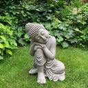 Schlafender Buddha aus Kunststein, betongrau | 34x31x40 cm