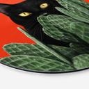 Tableaux Chat noir caché dans les cactus Rond - Korenkova