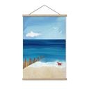 Textielposter Zomerstrand met hond aan zee - Rivers