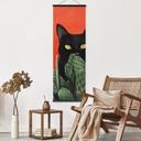 Textil poster Svart katt i kaktus-gömställe Panorama - Korenkova