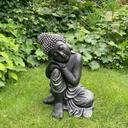Schlafender Buddha aus Kunststein, schwarz | 34x31x40 cm