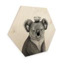 Tableau sur bois Hexagonal Koala avec café - Korenkova