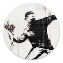 Tableau Banksy - Le lanceur de fleurs - Alu-Dibond rond