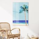 Glazen schilderij Vakantiestrand met palmboom - Rivers