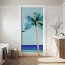 Deurfolie Vakantiestrand met palmboom - Rivers