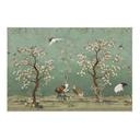 Textielposter Kraanvogels in bloemrijk landschap - Bloomery Decor