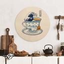 Houten Wanddecoratie Grote Golf-thee in Hokusai-stijl - Trinidad - Rond