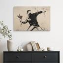 Tableau sur bois Banksy - Le lanceur de fleurs