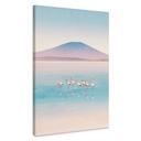 Canvas schilderij Pastelkleurig meer met flamingo's - Rivers