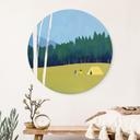 Wanddecoratie Kamperen aan de bosrand - Rivers - Alu-Dibond Rond