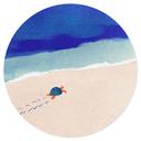 Wallsticker Liten sköldpadda vid havet - Rivers - Rund
