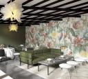 Fototapet med planter og dyr, beige med illustration 2,70 x 2,12 m