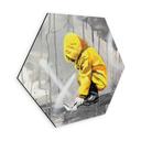 Hexagon Wandbild Kind mit Papierschiff Streetart - Habib - Alu-Dibond - 25x22 cm