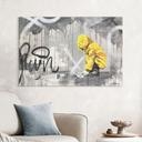 Glasbild Kind mit Papierschiff Streetart - Habib - 60x40 cm