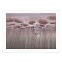 Poster lotusbloemen met zwaan in water in donkerroze - Ms Tiff