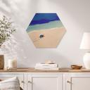 Hexagone Tableau sur bois Petite tortue au bord de la mer - Rivers