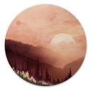 Houten Wanddecoratie Roze Zonsondergang boven het Bos - SpaceFrog Designs - Rond