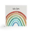 Holzbild zum Hinstellen - Regenbogen mit Mutmachsätzen