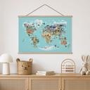 Textielposter World Map - Braun