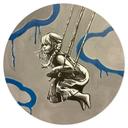 Wandtattoo Mädchen auf Schaukel Streetart - Habib - Ø 30 cm