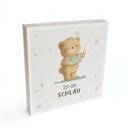 Holzbild zum Hinstellen - Bär mit Buch und Mutmachspruch 'Ich bin schlau'
