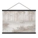 Textielposter Bos aan het meer in de mist in beige - Ms Tiff