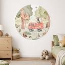 Vinilo Decorativo Bomberos Animales en el Bosque - Oliver Robins - Redondo