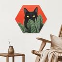 Tableaux Chat noir caché dans les cactus Hexagone - Korenkova