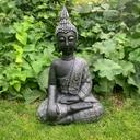 Statuette Bouddha Thai en pierre artificielle noir, argent - 29x18x45 cm