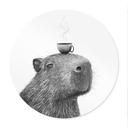 Poster Capybara Matin Café - Korenkova - Rond