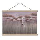 Textielposter Lotusbloemen met zwaan in het water in oudroze - Ms Tiff
