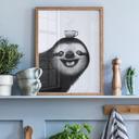 Poster Paresseux joyeux avec café - Korenkova