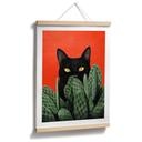 Poster Svart katt i kaktus-gömställe - Korenkova