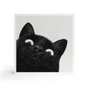 Tableau sur bois à poser - Chat noir amusant - Korenkova - 15x15 cm