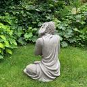 Schlafender Buddha aus Kunststein, betongrau | 34x31x40 cm